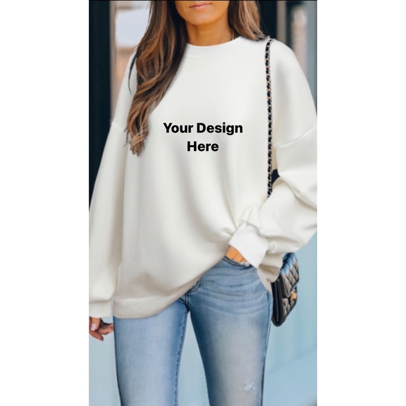 White Drop-shoulder Pullover Sweatshirt - Picture 3 of 15